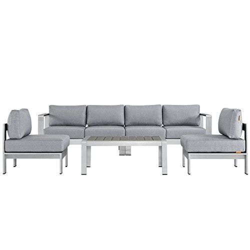 Modway Shore Aluminum Outdoor Patio Sectional Sofa Set