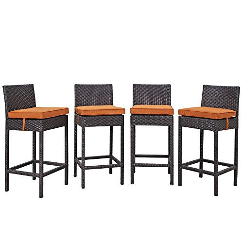 Modway Convene Wicker Rattan Outdoor Patio Bar Stool with Cushion