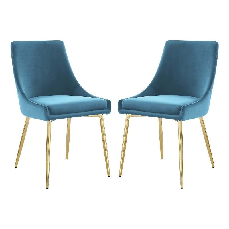 Modway Viscount Performance Velvet Upholstered Side Dining Chairs Set of 2