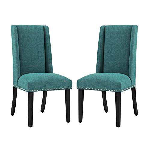 Modway Baron Modern Tall Back Wood Upholstered Fabric Parsons Kitchen and Dining Room Chair