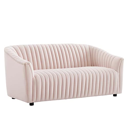 Modway Announce Velvet Channel Tufted Loveseat with Pink Finish EEI-5054-PNK