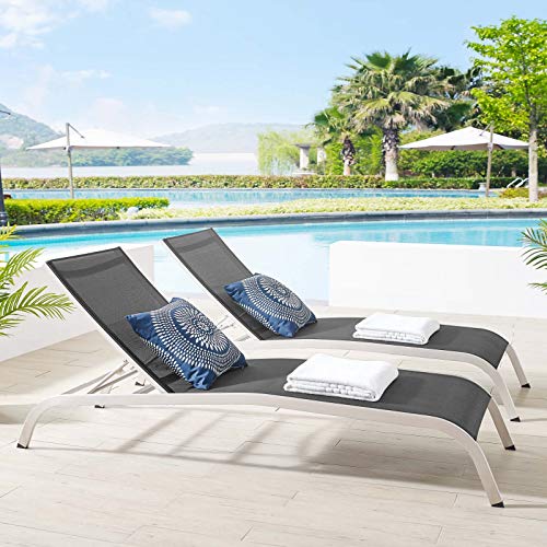 Modway Savannah Outdoor Patio Mesh Chaise Lounge Chair in White