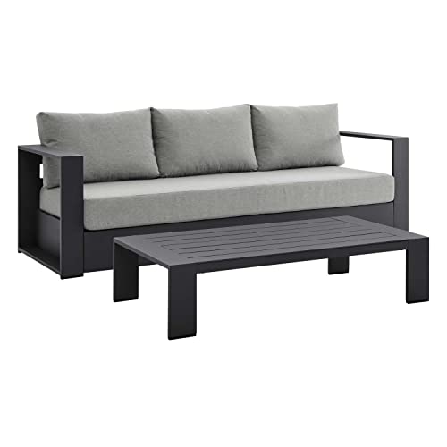 Modway Tahoe 2-Piece Fabric/Powder-Coated Aluminum Outdoor Set in Gray