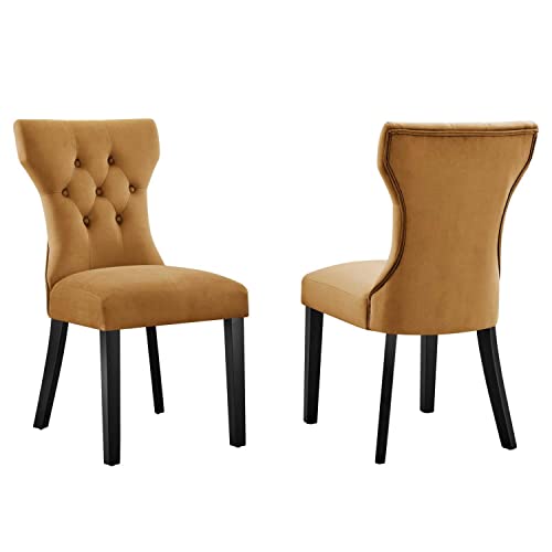 Modway Silhouette Velvet Set of 2 Dining Chair with Cognac Finish EEI-5014-COG