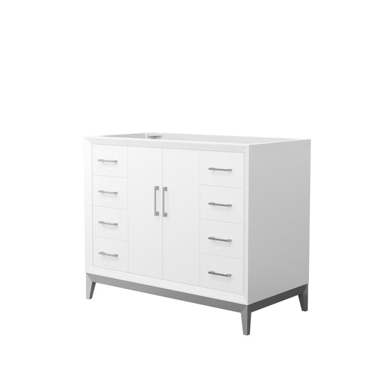 Amici 42 Inch Single Bathroom Vanity in White, No Countertop, No Sink, Brushed Nickel Trim