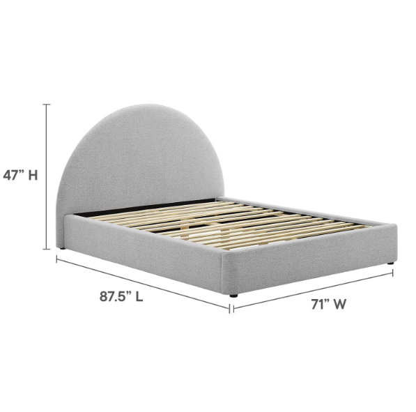 Resort Upholstered Fabric Arched Round Platform Bed