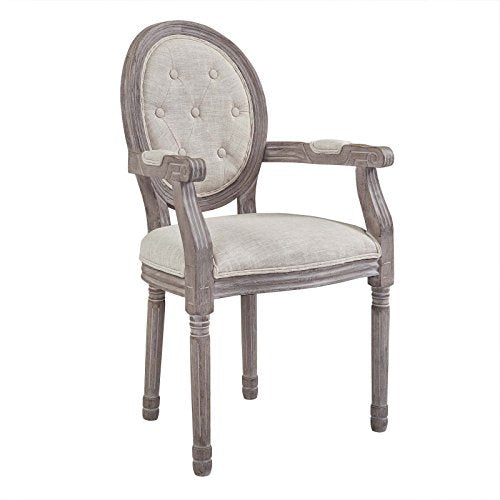 Modway Arise Vintage French Weathered Wood Dining Side Chair in Beige