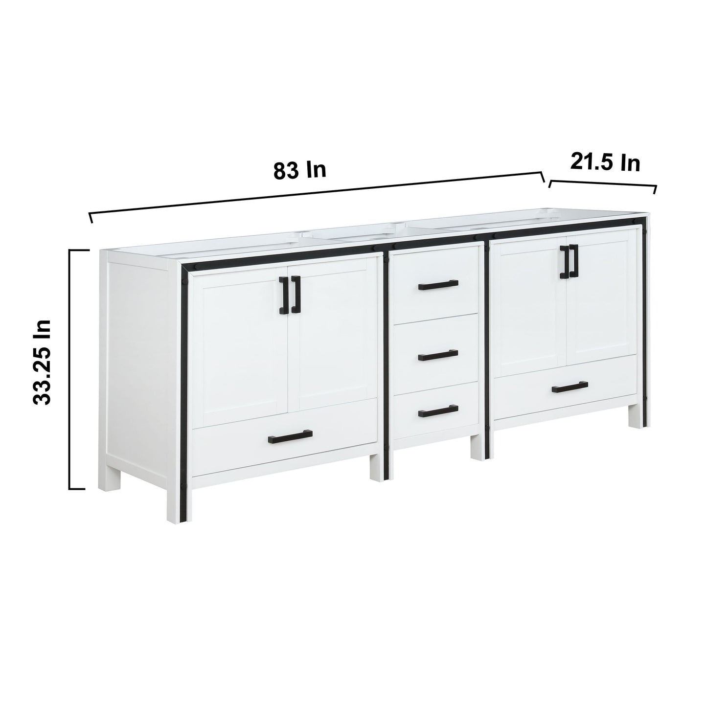 Ziva 84" White Vanity Cabinet Only