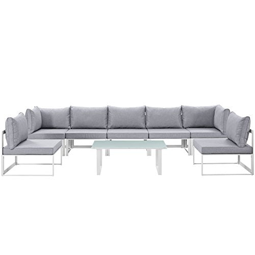 Modway Fortuna 6-Piece Aluminum Outdoor Patio Sectional Sofa Set