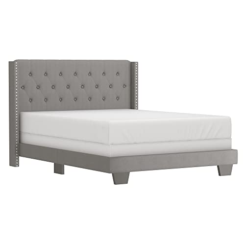 Adamis Modern Fabric Upholstered 60" Queen Bed in Grey