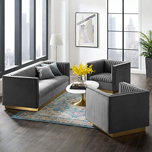 Sanguine Channel Tufted Upholstered Performance Velvet Modular Sectional Sofa