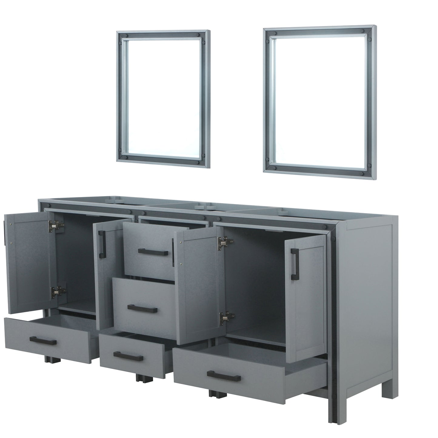 Ziva 72" Dark Grey Double Vanity, no Top and 30" Mirrors