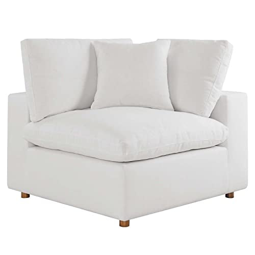 Modway Commix Fabric Down Filled Overstuffed Corner Chair in Pure White