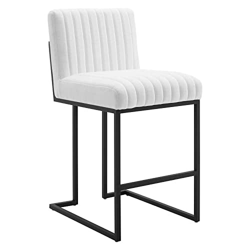 Modway Indulge Channel Tufted Fabric Counter Stool in White