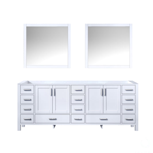 Jacques 84" White Double Vanity, no Top and 34" Mirrors