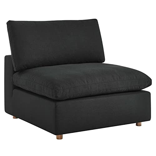 Modway Commix Fabric Down Filled Overstuffed Armless Chair in Black