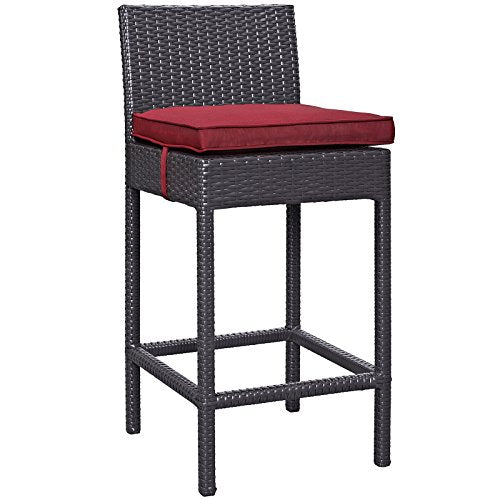 Modway Convene Wicker Rattan Outdoor Patio Bar Stool with Cushion