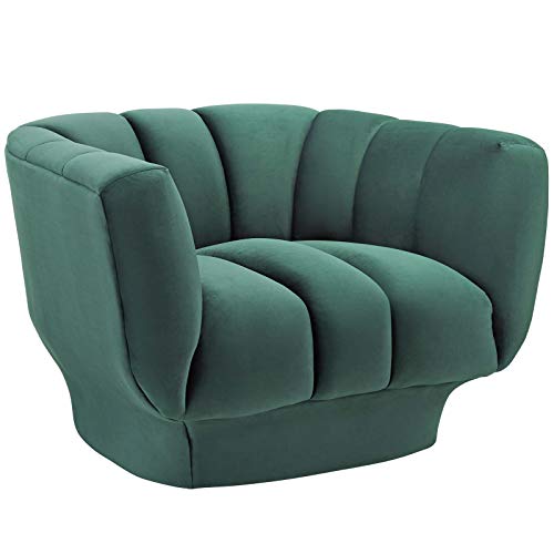 Modway Entertain Vertical Channel Tufted Performance Velvet Accent Lounge Armchair in Gray