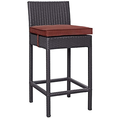 Modway Convene Wicker Rattan Outdoor Patio Bar Stool with Cushion