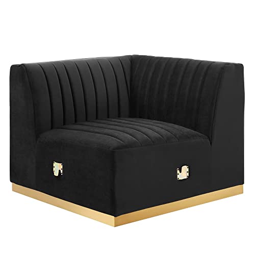 Modway Conjure Channel Tufted Performance Velvet Right Corner Chair - Gold/Black