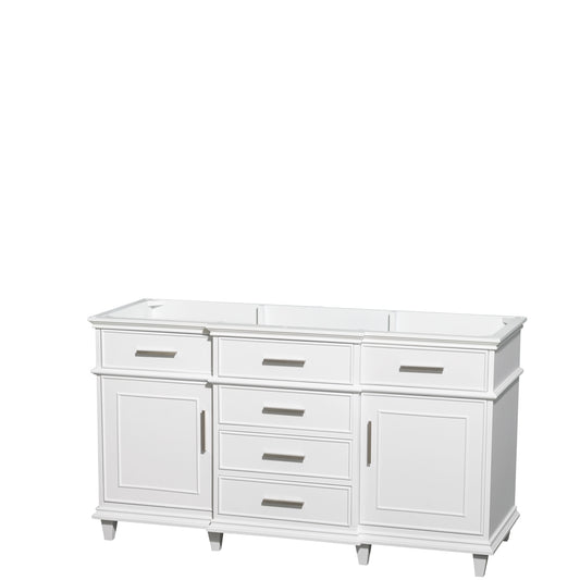 Berkeley 60 Inch Single Bathroom Vanity in White with No Countertop, No Sink, No Mirror