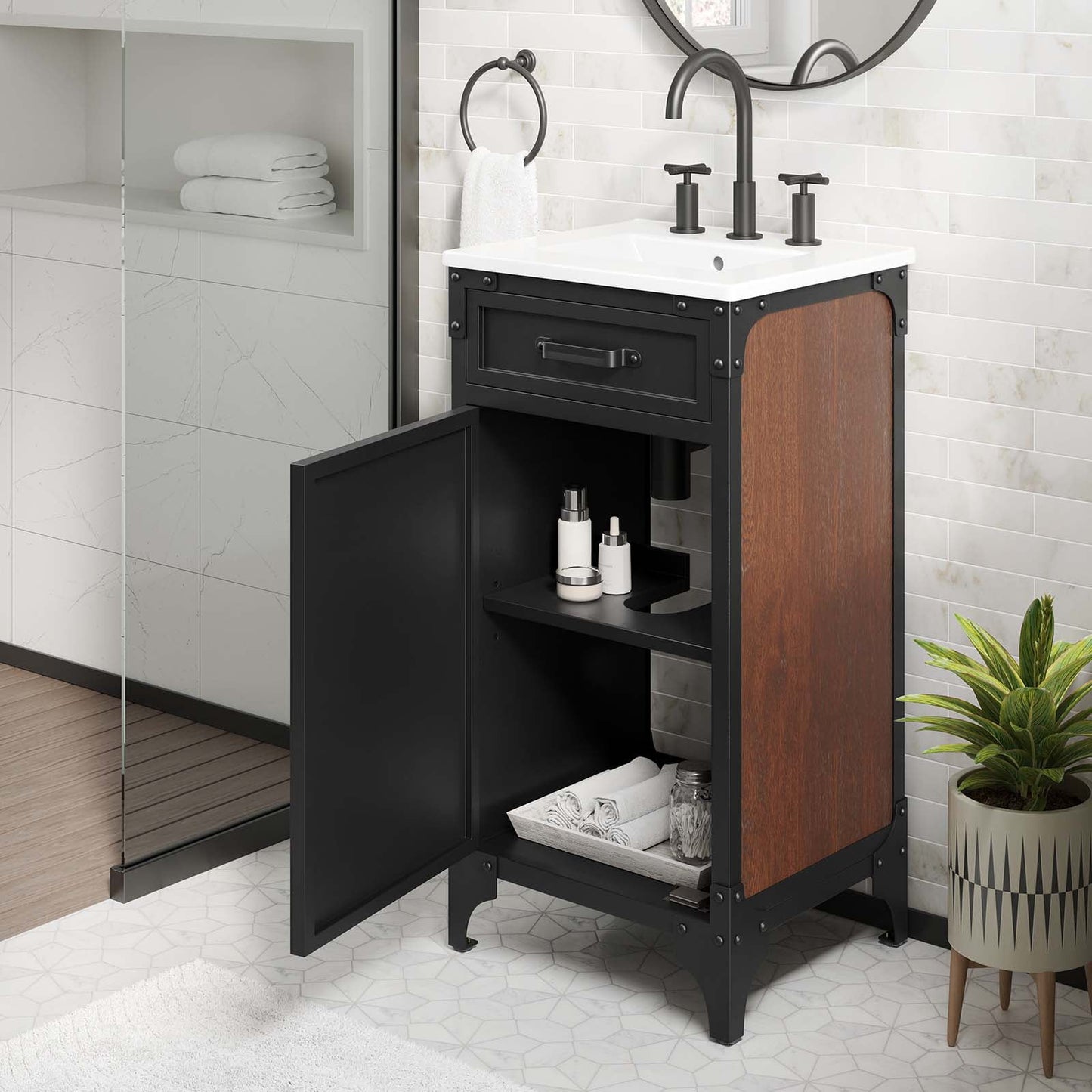 Modway Steamforge 18" Bathroom Vanity in White black