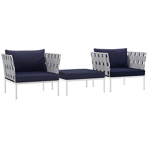 Modway EEI-2618-WHI-BEI-SET Harmony Outdoor Patio Aluminum Sectional Sofa Set