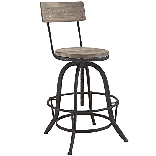Modway Procure Wood Bar Stool in Black