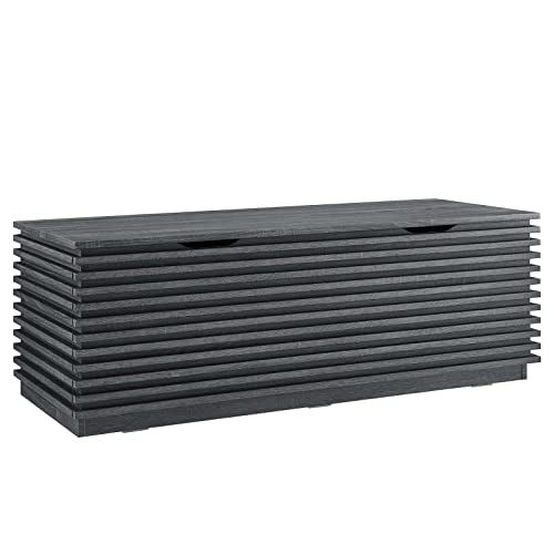 Modway Render 47" Wood Grain Storage Bench in Charcoal