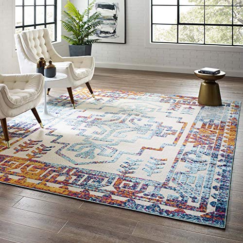 Modway Reflect Distressed Geometric Southwestern Aztec Indoor and Outdoor Area Rug ft x 8