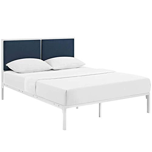 Modway Della Fabric Bed, King, White Azure