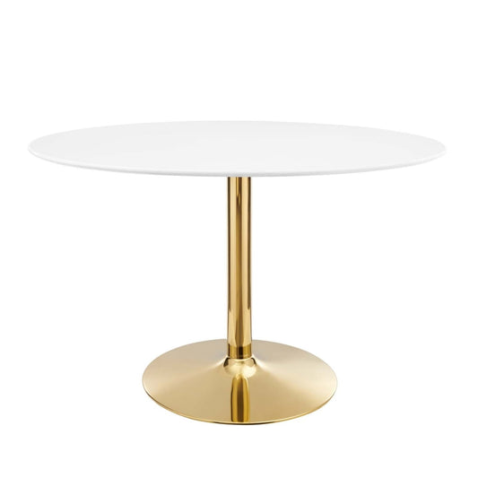 Verne 48" Oval Dining Table Gold White