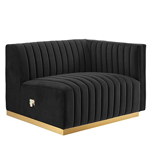 Modway Conjure Channel Tufted Performance Velvet Right-Arm Chair in Gold/Black