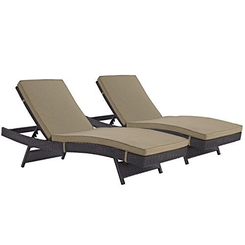 Modway Convene Wicker Rattan Outdoor Patio Chaise Lounge Chair in Espresso