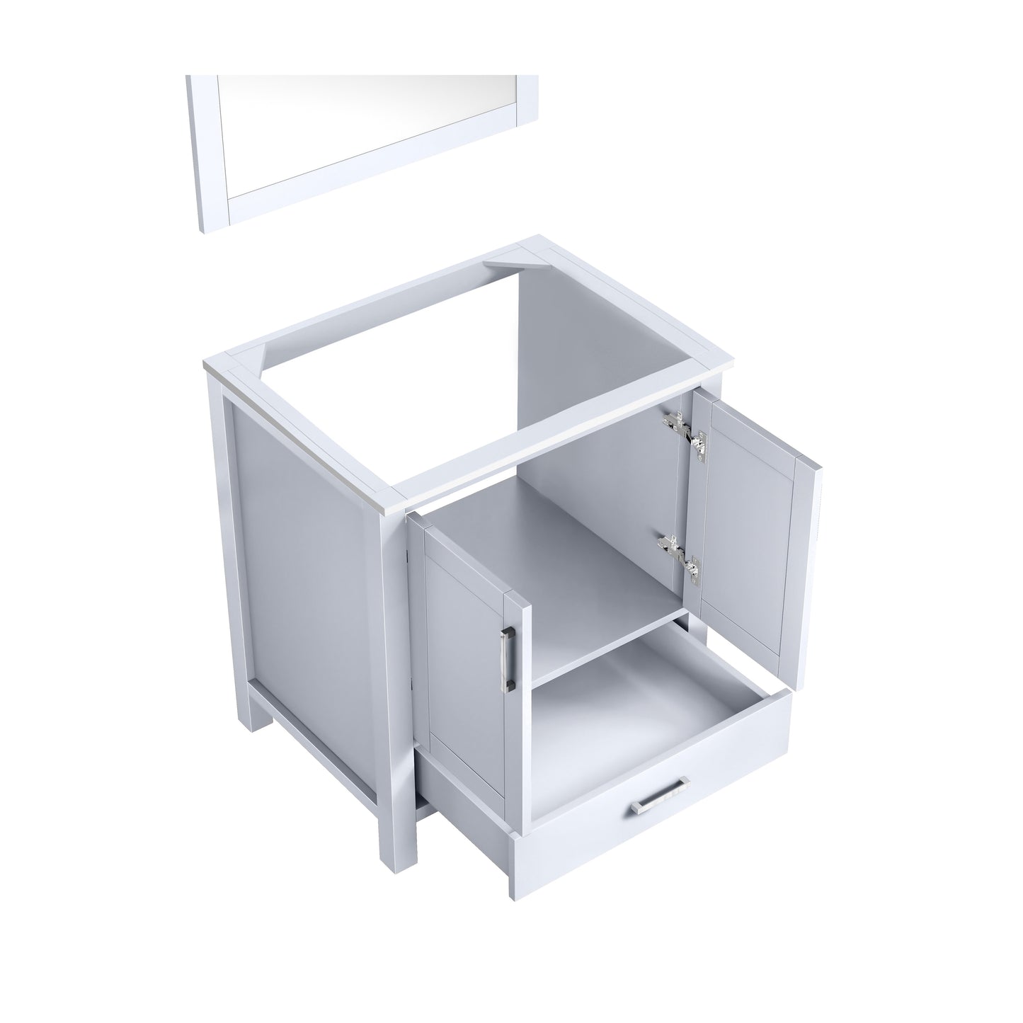 Jacques 30" White Single Vanity White, no Top and 28" Mirror