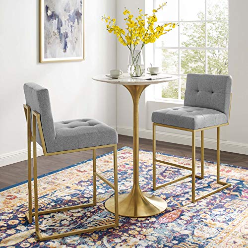 Modway Privy Stainless Steel Performance Velvet Bar Stool Set of 2