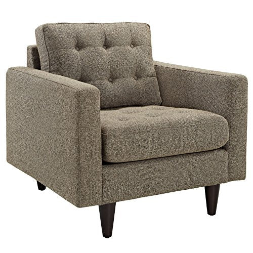 Modway Empress Mid-Century Modern Upholstered Fabric Accent Arm Lounge Chair in Oatmeal