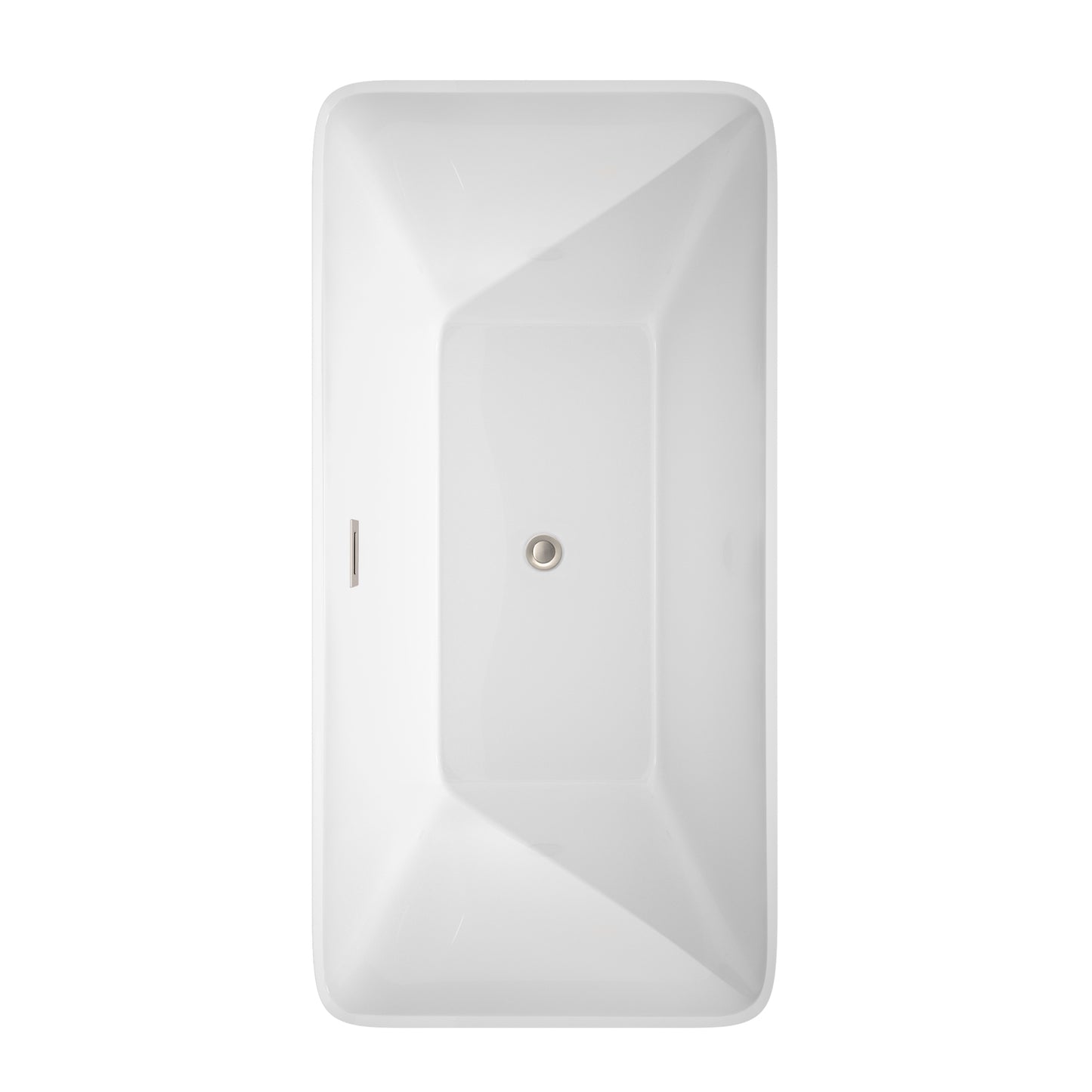 Tiffany 59 Inch Freestanding Bathtub in White with Floor Mounted Faucet, Drain and Overflow Trim in Brushed Nickel