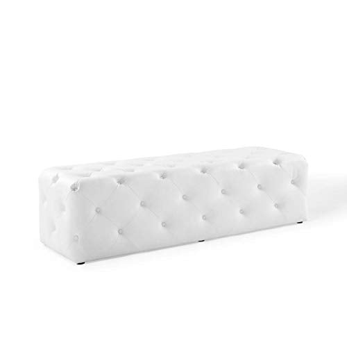 Modway EEI-3775-WHI Anthem Tufted Button Square Faux Leather Ottoman