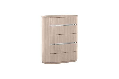 Whiteline Modern Living Waves Chest of Drawers, Beige