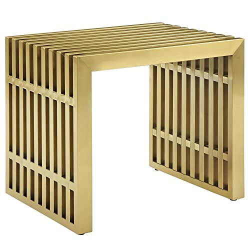 Modway Gridiron Contemporary Modern Small Stainless Steel Bench, 19.5"