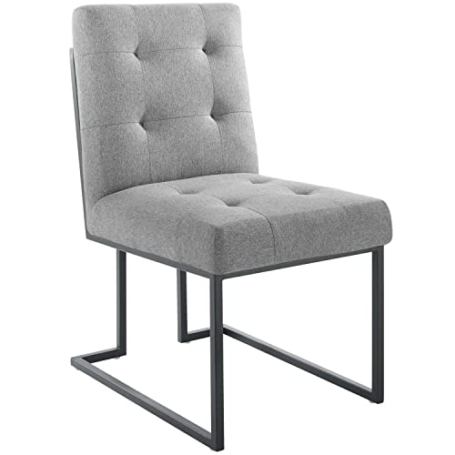 Modway Privy Stainless Steel Upholstered Fabric Bar Stool, Black White
