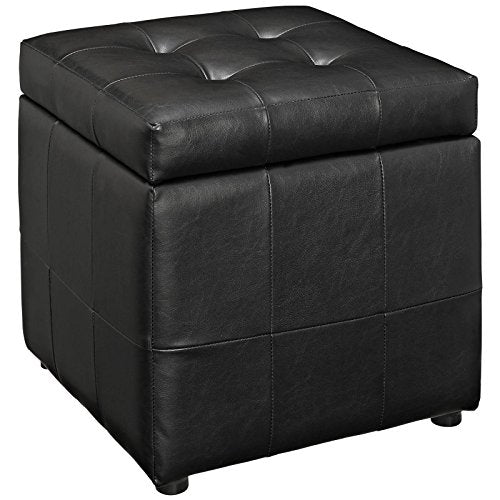 Modway Volt Storage Upholstered Vinyl Ottoman in Red