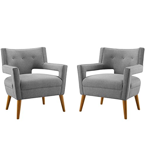 Modway Sheer Upholstered Fabric Armchair Set of 2, Sand