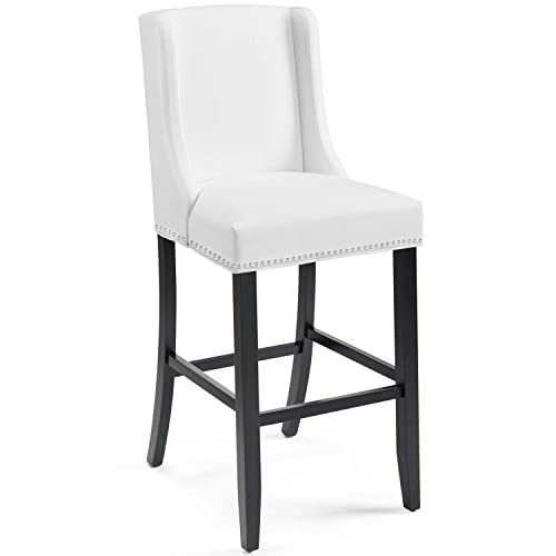 Modway Baron Modern Tall Back Wood Faux Leather Upholstered Parsons Kitchen and Dining Room Chair