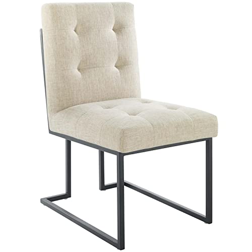 Modway Privy Stainless Steel Upholstered Fabric Bar Stool, Black White