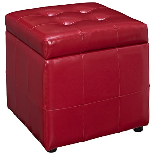 Modway Volt Storage Upholstered Vinyl Ottoman in Red