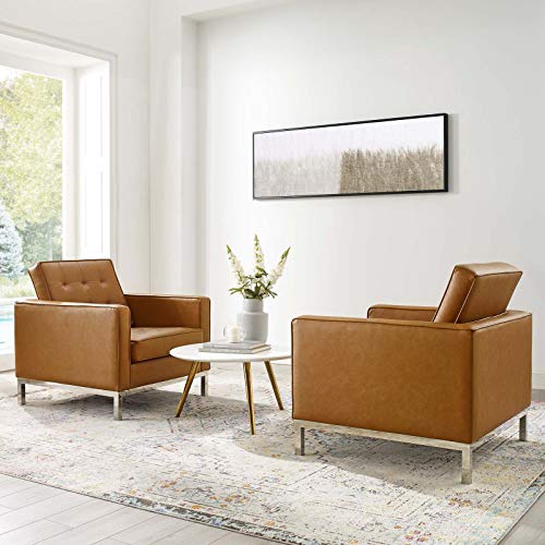 Modway Loft Tufted Upholstered Faux Leather Armchair Set of 2