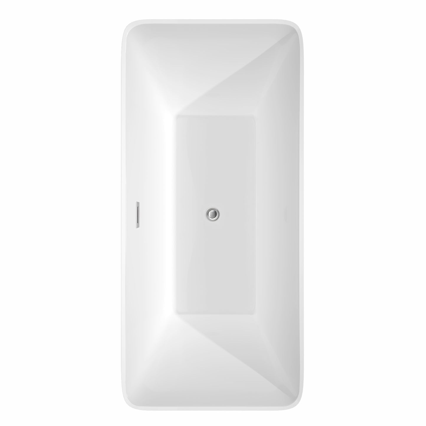 Tiffany 67 Inch Freestanding Bathtub in White with Floor Mounted Faucet, Drain and Overflow Trim in Polished Chrome