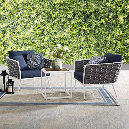 Modway EEI-3172-WHI-NAV-SET Stance 4 Piece Outdoor Patio Aluminum Sectional Sofa Set